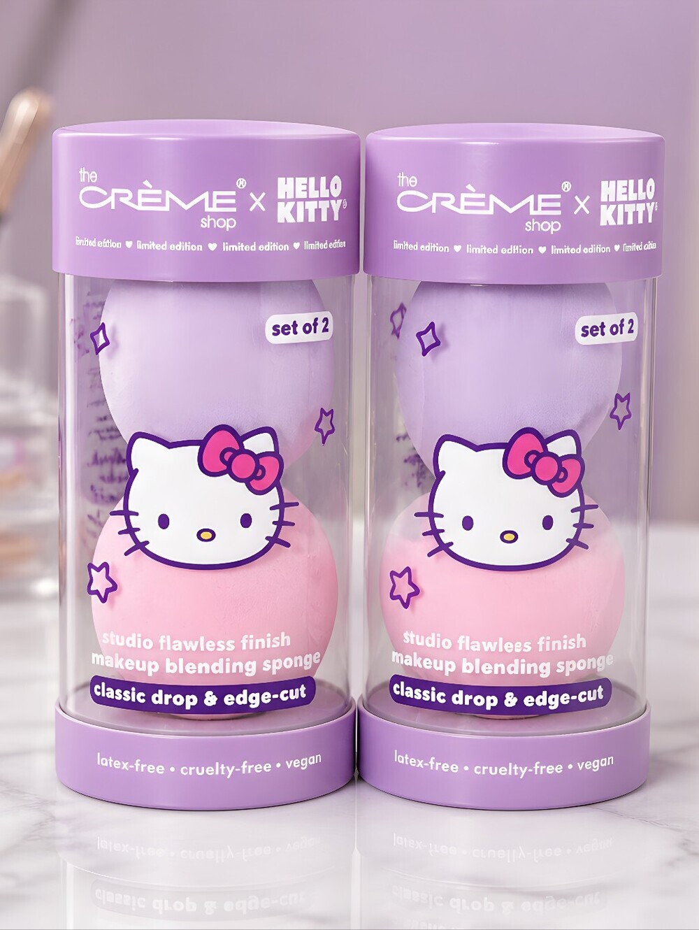 Hello Kitty Pink Makeup Blending Sponges, Set Of 2/total Of 4 Sponges